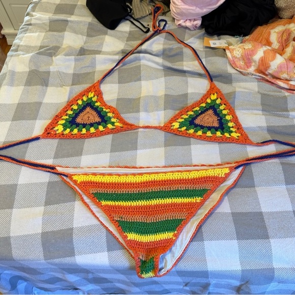Nasty Gal Other - Nasty Gal Crochet Multi Color Tie Bikini